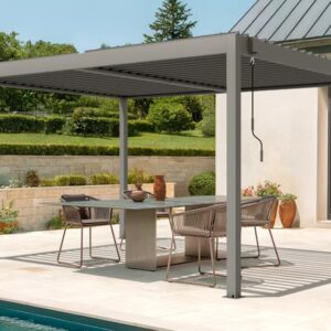 Pérgola em Alumínio 4x3m lâminas ajustáveis, ventilação e proteção solar, taupe Piana - Image 7