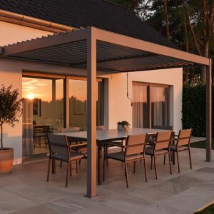Pérgola bioclimática adossada Piana 4x3m em Alumínio cor taupe - Image 5