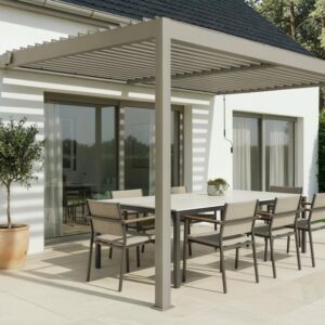 Pérgola bioclimática adossada Piana 4x3m em Alumínio cor taupe - Image 4