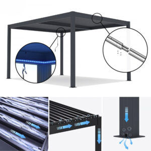 Pérgola bioclimática com LED "windsor" em Alumínio 3 x 4 - cinzento - Image 4