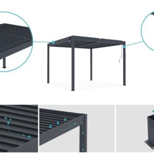 Pérgola bioclimática independente Piana 3x2,5m em alumínio cinzento - Image 3