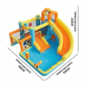 Parque Aquático Inflável para Crianças: Castelo, Tobogã e Piscina. Inclui Soprador, Medidas 405 × 416 × 218 cm, ideal por exemplo - Image 10