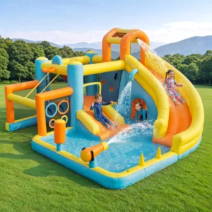 Parque Aquático Inflável para Crianças: Castelo, Tobogã e Piscina. Inclui Soprador, Medidas 405 × 416 × 218 cm, ideal por exemplo - Image 8