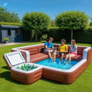 Sofá-piscina insuflável com banco integrado Parque aquático de verão Lounge familiar Jangada de piscina flutuante insuflável para relaxamento ao ar livre e interior - Image 5