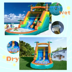 Escorrega de água insuflável gigante de PVC comercial de 21 pés, castelo insuflável, piscina com ventilador, parque infantil comercial, escorrega de água - Image 10