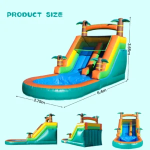 Escorrega de água insuflável gigante de PVC comercial de 21 pés, castelo insuflável, piscina com ventilador, parque infantil comercial, escorrega de água - Image 3