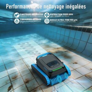 Robô de Piscina AIRROBO CP40 - Limpeza de Fundo e Parede - 120min de Autonomia (170m²) - App - Cesto Grande 4L - Image 5
