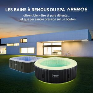 AREBOS Santorini Banheira de hidromassagem inflável 208 cm 6 Pessoas 130 Jatos de massagem 1000 L com LED - Image 5