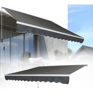 Aufun Toldo Articulado de Alumínio e Poliéster, Proteção Solar com Manivela 360 x 300 cm (Cinza Escuro) - Image 3
