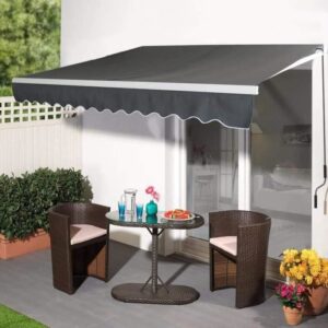 Aufun Toldo Articulado de Alumínio e Poliéster, Proteção Solar com Manivela 360 x 300 cm (Cinza Escuro) - Image 4