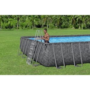 Kit de piscina tubular de montar BESTWAY APX 365 - 956 x 488 x 132 cm - Retangular (filtro de areia, 500g poliesfera, escada, cobertura) - Image 5