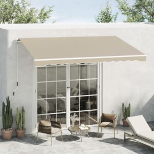 Toldo - Outsunny - Retrátil manual 395x245 cm Terraço Manivela Resistente a UV - Alumínio - 395x245 cm - Bege - Image 4