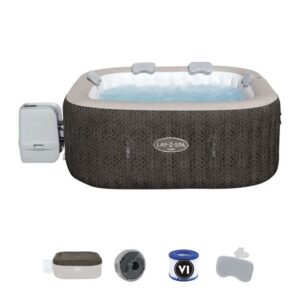 BESTWAY Lay-Z-Spa Cabo Banheira de Hidromassagem Inflável Quadrada 4-6 Pessoas - 180x180x71 cm - Aparência Vime Trançado - Image 4