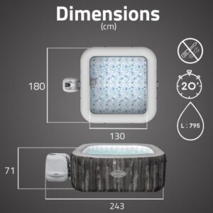 Jacuzzi inflável BESTWAY Lay-Z-Spa Majorca HydroJet Pro 4-6 pessoas - Quadrado - Image 3