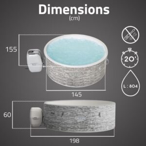 BESTWAY Lay-Z-Spa Vancouver AirJet Plus Banheira de Hidromassagem Inflável Redonda com Wi-Fi - 3-5 Pessoas - Decoração de Pedra - Image 3