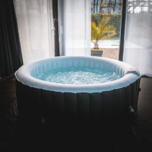 SUNSPA AS04 Banheira de hidromassagem inflável 185x65 cm - 4 Pessoas - Redonda - Com filtro, cadeado, tapete de chão e cobertura - Image 3