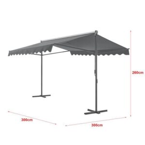 Toldo de duas águas autônomo Selenizza 300 x 300 x 260 cm Cinza Escuro - Image 4