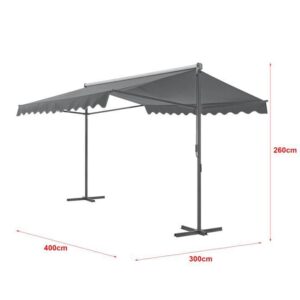 Toldo de duas águas autônomo Selenizza 400 x 300 x 260 cm Cinza Escuro - Image 4