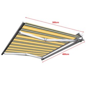 Toldo manual semicassete 4 x 3 m para terraço - Cinza-Amarelo - Image 6