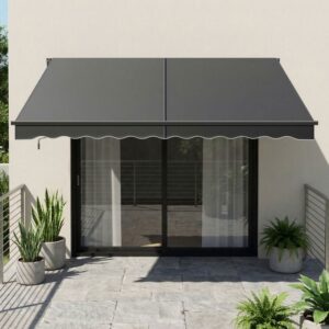 Toldo ajustável com manivela, UPF 50+, liga de alumínio, 300 x 250 cm, cinzento - Image 3