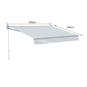 Toldo SAULE 2,95 x 2,5 m - Tecido listrado branco/cinza e estrutura branca - Image 5