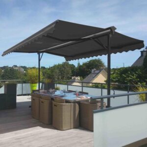 Toldo de duas águas Trinidad 3x3 m em Alumínio Antracite - Oviala - Image 3