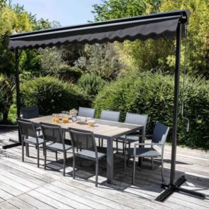 Toldo de duas águas com cassete completa 3 x 4 m em Alumínio Cinza Antracite - Oviala - Image 3