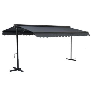 Toldo de duas águas com cassete completa 3 x 4 m em Alumínio Cinza Antracite - Oviala - Image 4