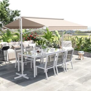 Toldo Lateral Duplo - Outsunny - 3x3 m retrátil manual inclinação ajustável resistente a UV - Aço - Bege - Image 3