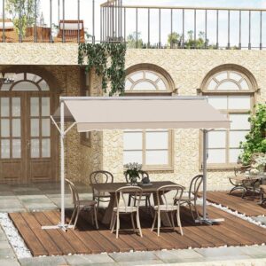 Toldo Lateral Duplo - Outsunny - 3x3 m retrátil manual inclinação ajustável resistente a UV - Aço - Bege - Image 4