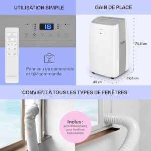 Ar Condicionado Portátil Klarstein 12000 BTU – Classe A+, R290, SEER 13, Silencioso 63 dB - Image 3