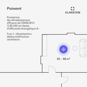 Ar Condicionado Portátil Klarstein 12000 BTU – Classe A+, R290, SEER 13, Silencioso 63 dB - Image 4
